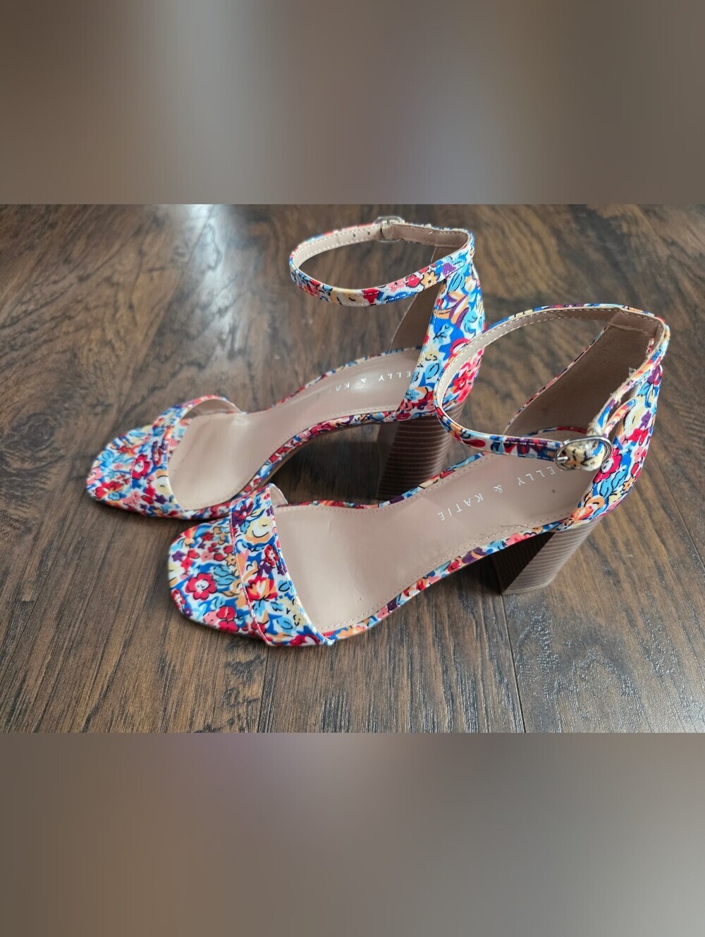 Kelly & Katie Floral Ankle-Strap Block Heel Sandals - Multicolor
